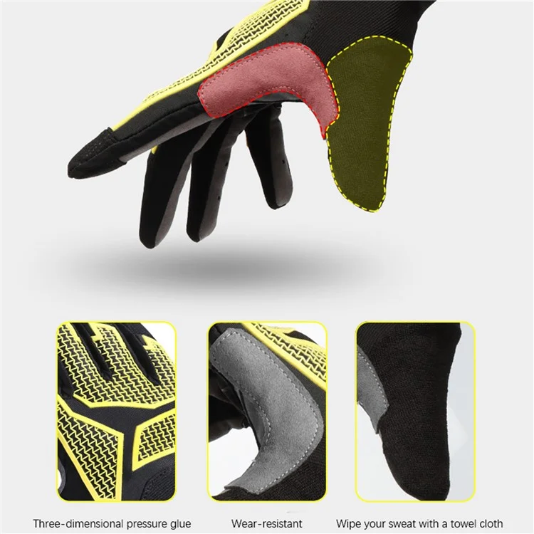 HUNTRANGE B2318 1 Pair Outdoor Cycling Gloves Touch Screen Full Finger Gloves - Yellow M