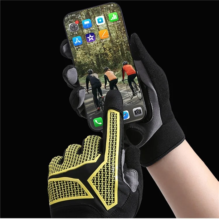 HUNTRANGE B2318 1 Pair Outdoor Cycling Gloves Touch Screen Full Finger Gloves - Yellow M