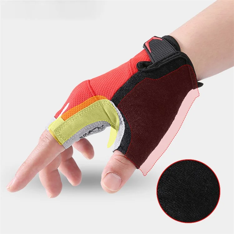 B2313 1 Pair Cycling Fitness Gloves Breathable Half Finger Gloves - Red M