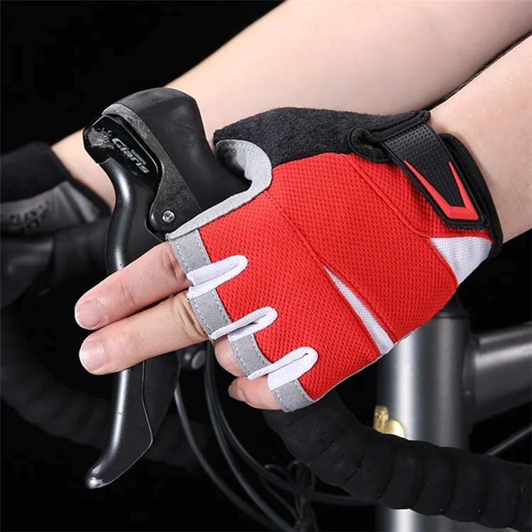 B2313 1 Pair Cycling Fitness Gloves Breathable Half Finger Gloves - Red M