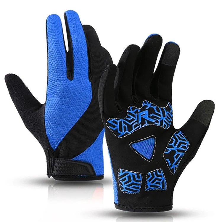 B2314 1 Pair Outdoor Cycling Gloves Anti-skid Touch Screen Full Finger Gloves - Blue M