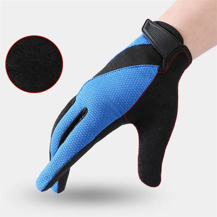B2314 1 Pair Outdoor Cycling Gloves Anti-skid Touch Screen Full Finger Gloves - Blue M