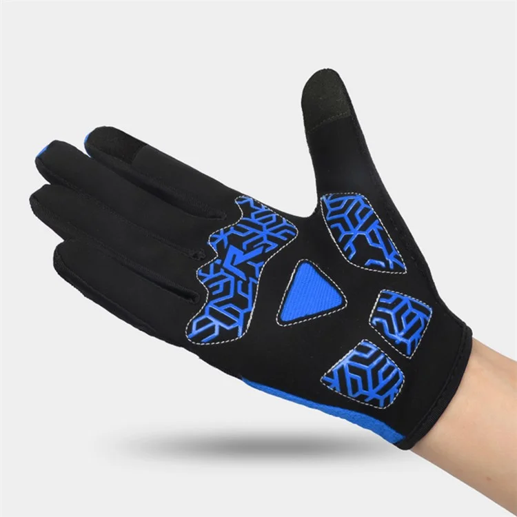 B2314 1 Pair Outdoor Cycling Gloves Anti-skid Touch Screen Full Finger Gloves - Blue M