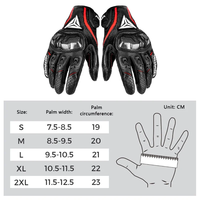 Motowolf MDL0305 1 Par de Guantes de Motocicleta de Piel de Oveja+cuero de Vaca de Cuero Transpirable Para Dedos Completos - Rojo / S