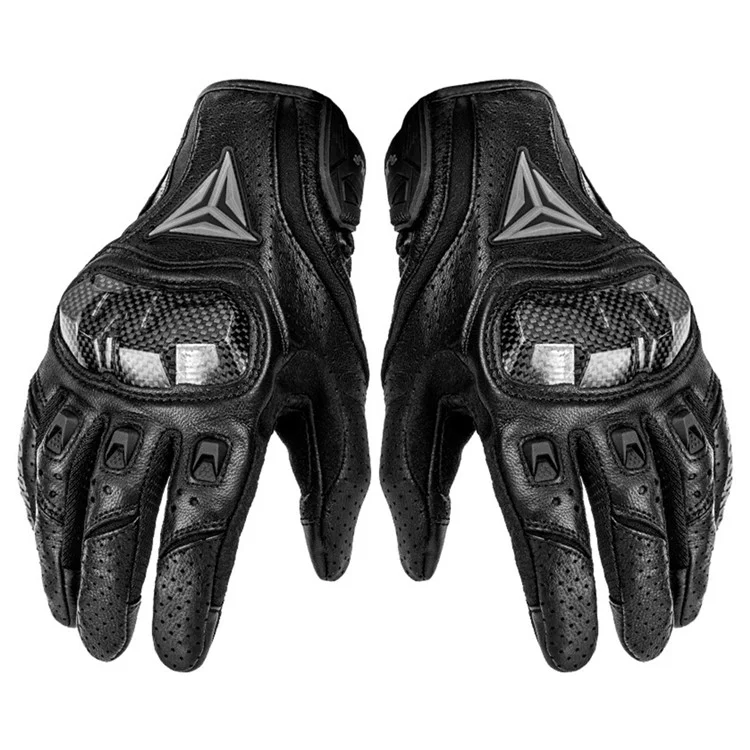 MOTOWOLF MDL0305 1 Paar Motorradhandschuhe aus Schafsleder+Rindsleder, atmungsaktiv, mit Vollfingerüberzug - Schwarz / S