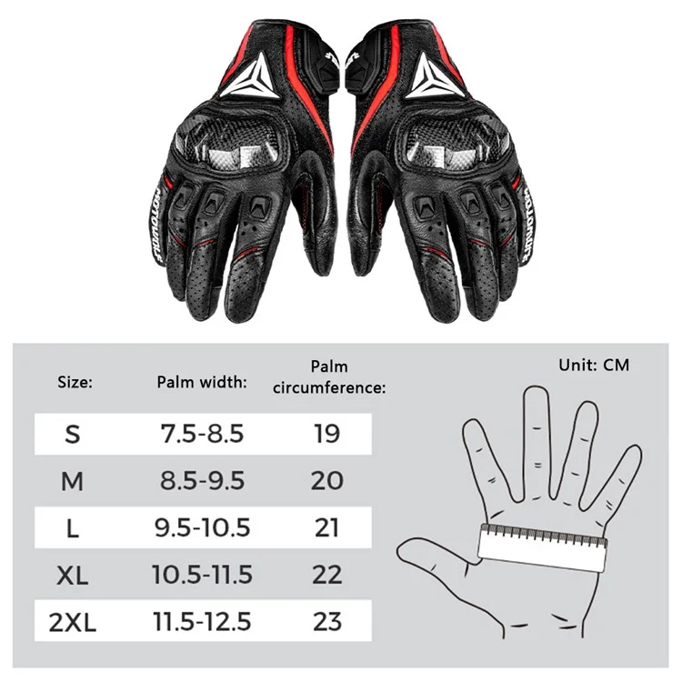 MOTOWOLF MDL0305 1 Paar Motorradhandschuhe aus Schafsleder+Rindsleder, atmungsaktiv, mit Vollfingerüberzug - Schwarz / S