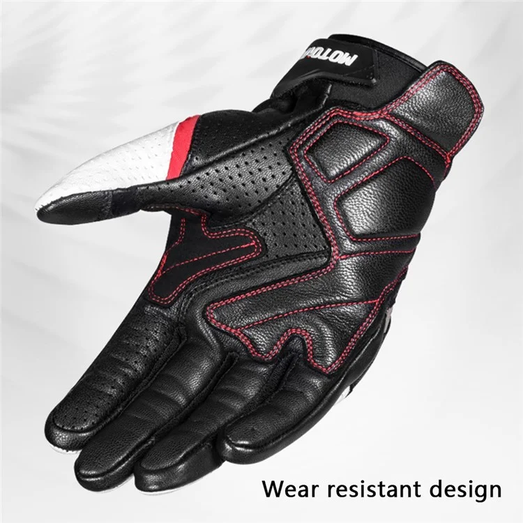 MOTOWOLF MDL0305 1 Paar Motorradhandschuhe aus Schafsleder+Rindsleder, atmungsaktiv, mit Vollfingerüberzug - Schwarz / S