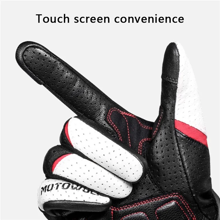 MOTOWOLF MDL0305 1 Paar Motorradhandschuhe aus Schafsleder+Rindsleder, atmungsaktiv, mit Vollfingerüberzug - Schwarz / S