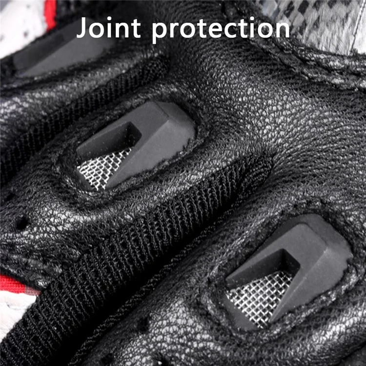 MOTOWOLF MDL0305 1 Paar Motorradhandschuhe aus Schafsleder+Rindsleder, atmungsaktiv, mit Vollfingerüberzug - Schwarz / S