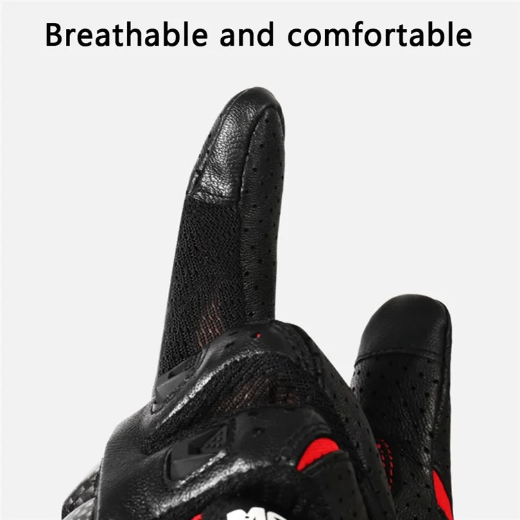 MOTOWOLF MDL0305 1 Paar Motorradhandschuhe aus Schafsleder+Rindsleder, atmungsaktiv, mit Vollfingerüberzug - Schwarz / S