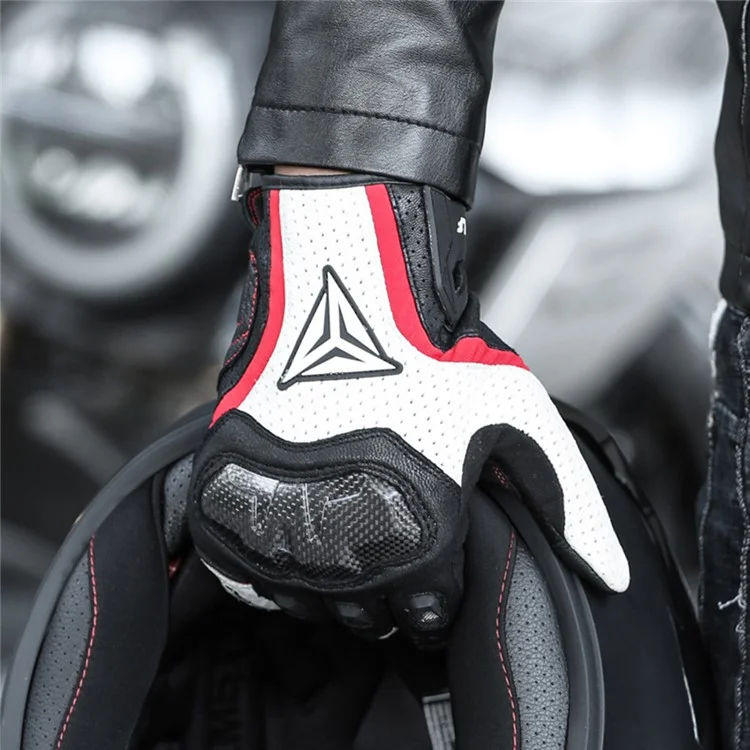 MOTOWOLF MDL0305 1 Paar Motorradhandschuhe aus Schafsleder+Rindsleder, atmungsaktiv, mit Vollfingerüberzug - Schwarz / S
