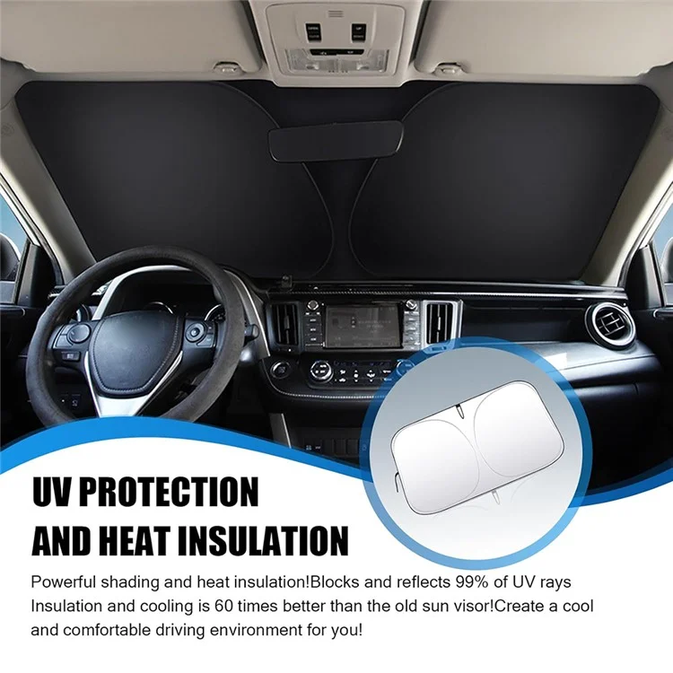 Car Front Windshield Sunshade Cover Titanium Silver Fabric Heat Insulation Sunscreen Baffle - L