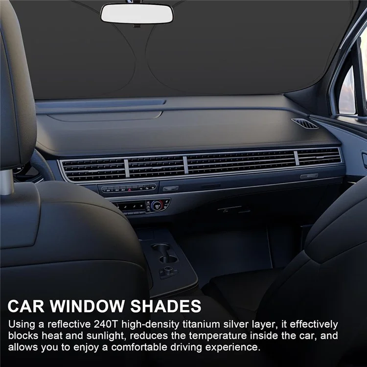 Car Front Windshield Sunshade Cover Titanium Silver Fabric Heat Insulation Sunscreen Baffle - L