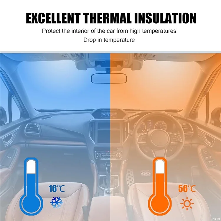 Car Front Windshield Sunshade Cover Titanium Silver Fabric Heat Insulation Sunscreen Baffle - L