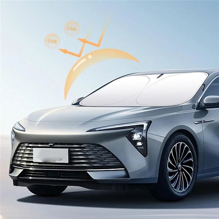 Car Front Windshield Sunshade Cover Titanium Silver Fabric Heat Insulation Sunscreen Baffle - L