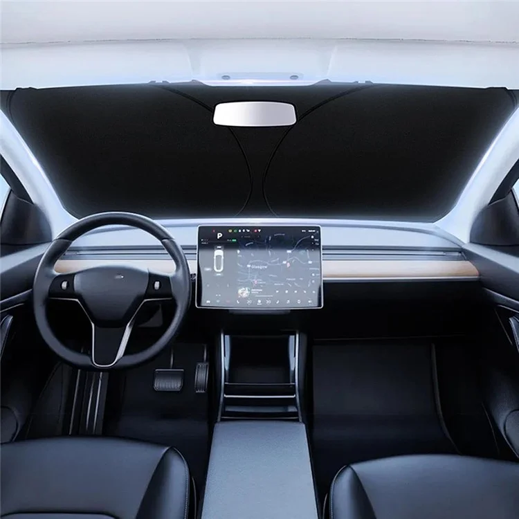 Car Front Windshield Sunshade Cover Titanium Silver Fabric Heat Insulation Sunscreen Baffle - L