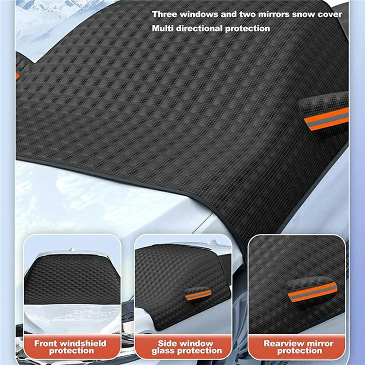 Capa para pára-brisa dianteiro do carro, proteção contra neve, sol, gelo, inverno, com 12 ímãs - Preta