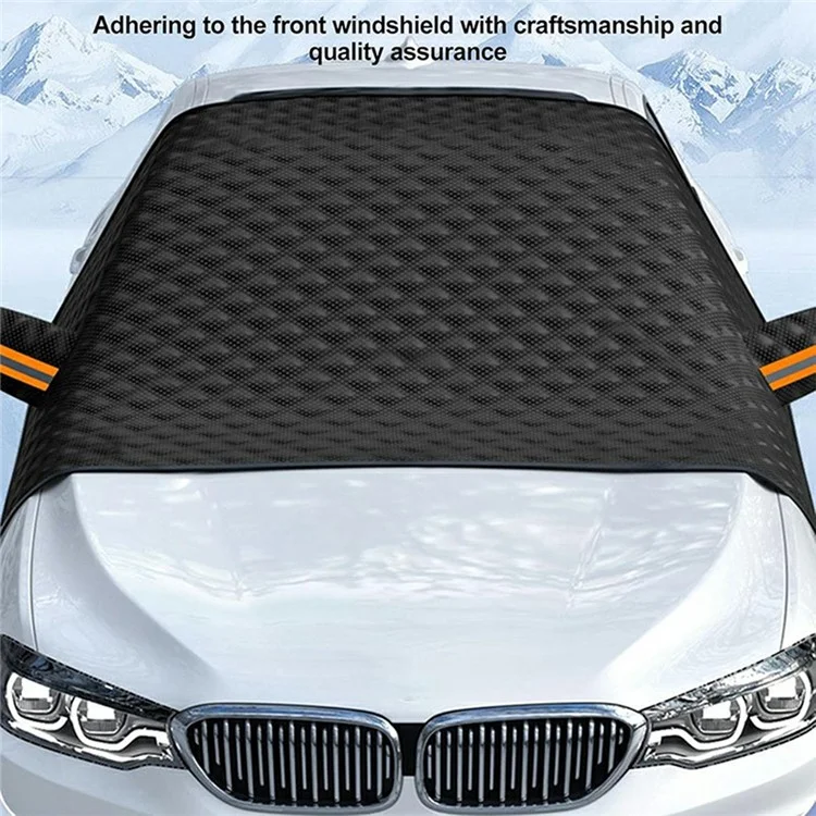 Capa para pára-brisa dianteiro do carro, proteção contra neve, sol, gelo, inverno, com 12 ímãs - Preta