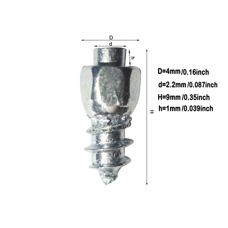 100Pcs 9 x 4mm Screw in Tire Studs Wheel Tyre Studs for Car Truck Motorcycle Bicycle Boot Tire Spikes - Silver