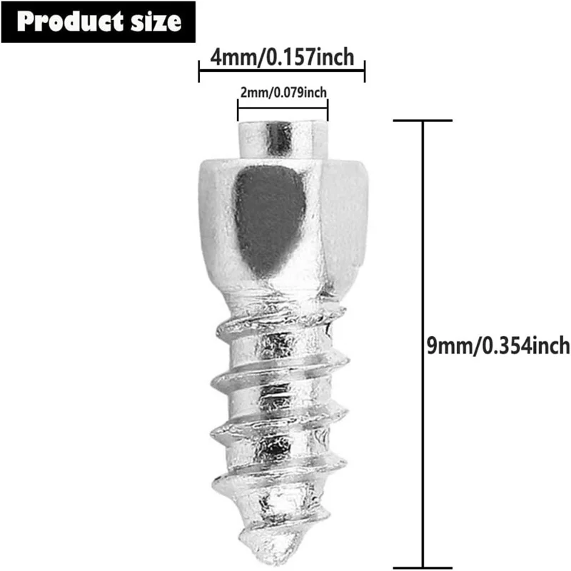 100Pcs 9 x 4mm Screw in Tire Studs Wheel Tyre Studs for Car Truck Motorcycle Bicycle Boot Tire Spikes - Silver