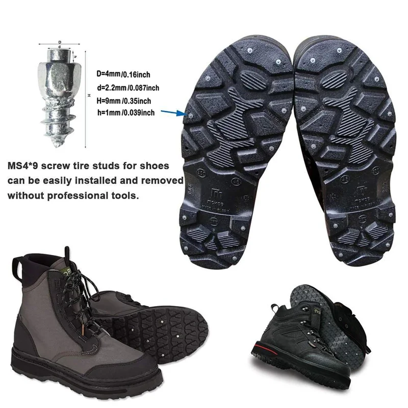 100Pcs 9 x 4mm Screw in Tire Studs Wheel Tyre Studs for Car Truck Motorcycle Bicycle Boot Tire Spikes - Silver