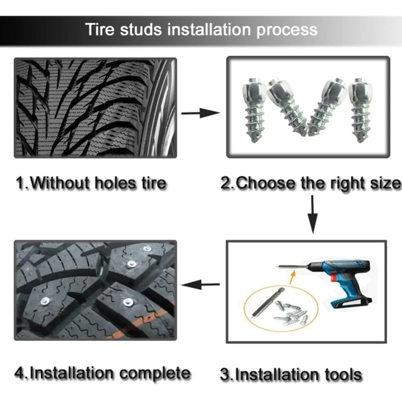 200Pcs 9 x 4mm Screw in Tire Studs Wheel Tyre Studs for Car Truck Motorcycle Bicycle Boot Tire Spikes - Silver