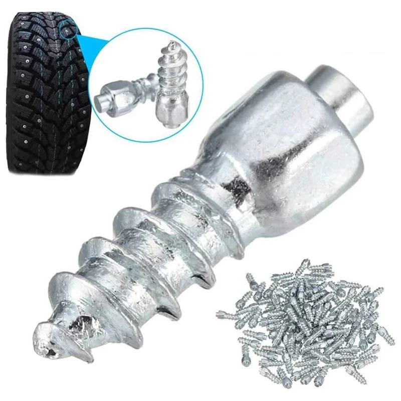 200Pcs 9 x 4mm Screw in Tire Studs Wheel Tyre Studs for Car Truck Motorcycle Bicycle Boot Tire Spikes - Silver