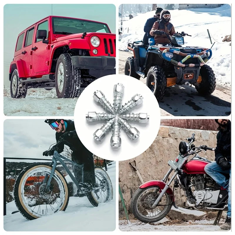 100 stk. 12 x 4 mm skruetirepiner til dæk, hjul- og dækpiner til bil, lastbil, motorcykel, cykel, støvlespidser – Sølv