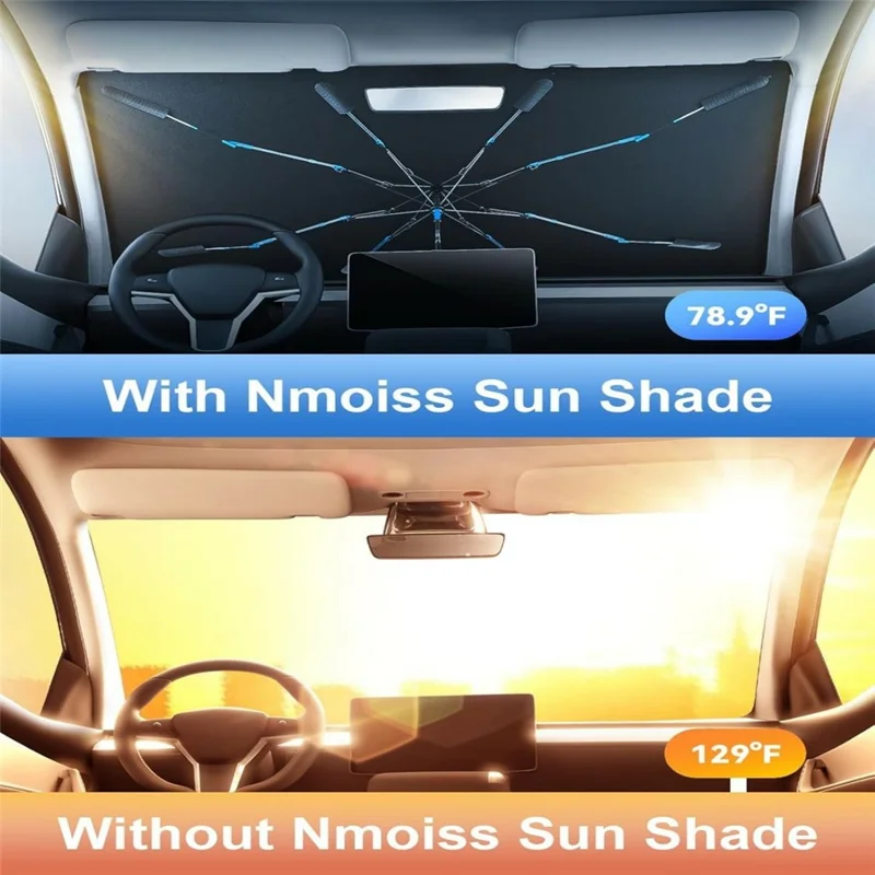 Car Windshield Sun Shade Umbrella S  /  M Ice Crystal Cooling Foldable UPF 50+ Heat Reflector Umbrella Cover