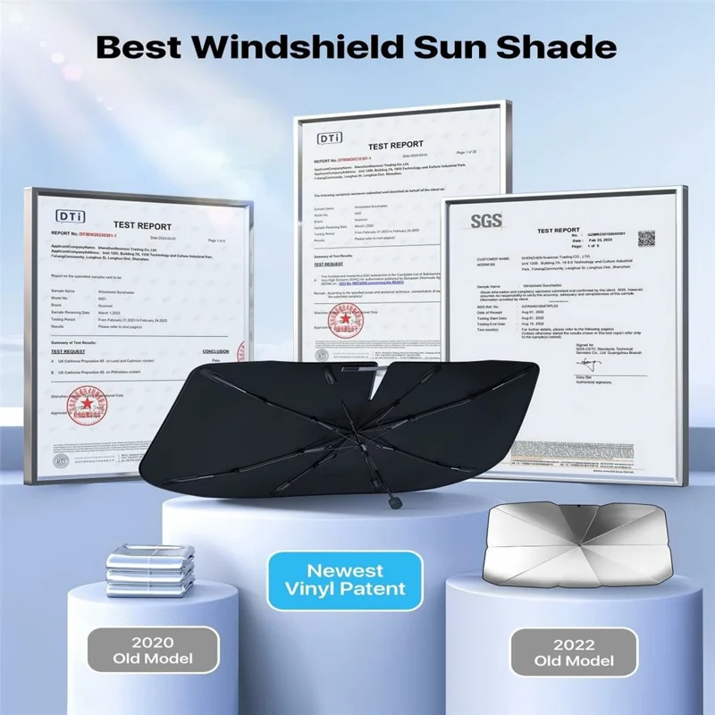 Parasol pare-brise S / M en cristal de glace refroidissant, pliable, avec tissu réfléchissant 240T, UPF50+, couverture type parapluie