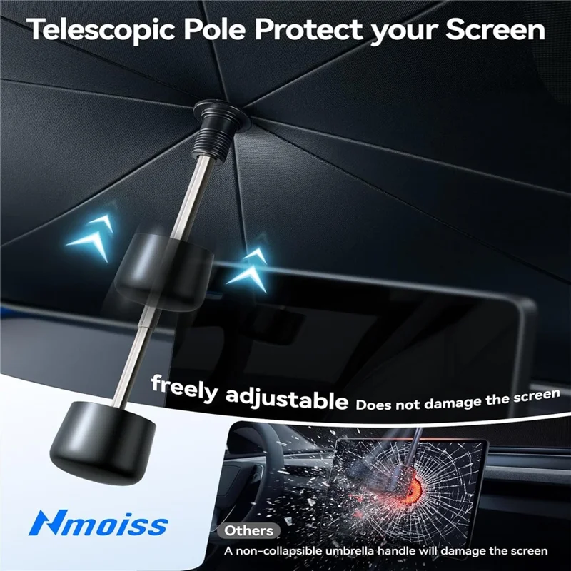 NMOISS Taille M Pare-soleil pour Pare-brise d'Auto, Parasol Double Couche UPF50+ avec Protection UV à 99% - Beige