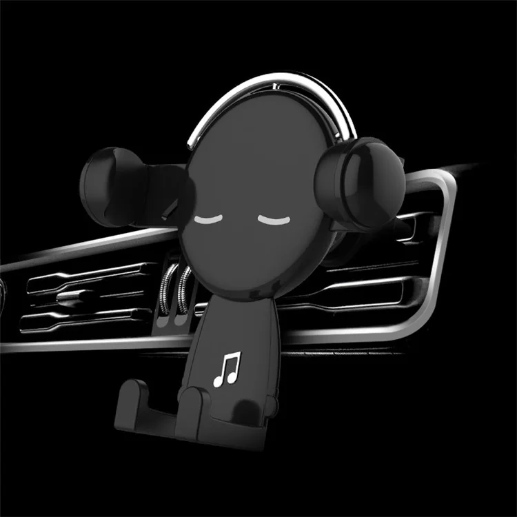 ZLKT-06 360° Rotation Gravity Auto Clamp Cradle Clip Cartoon Car Phone Holder Air Vent Mount - Black