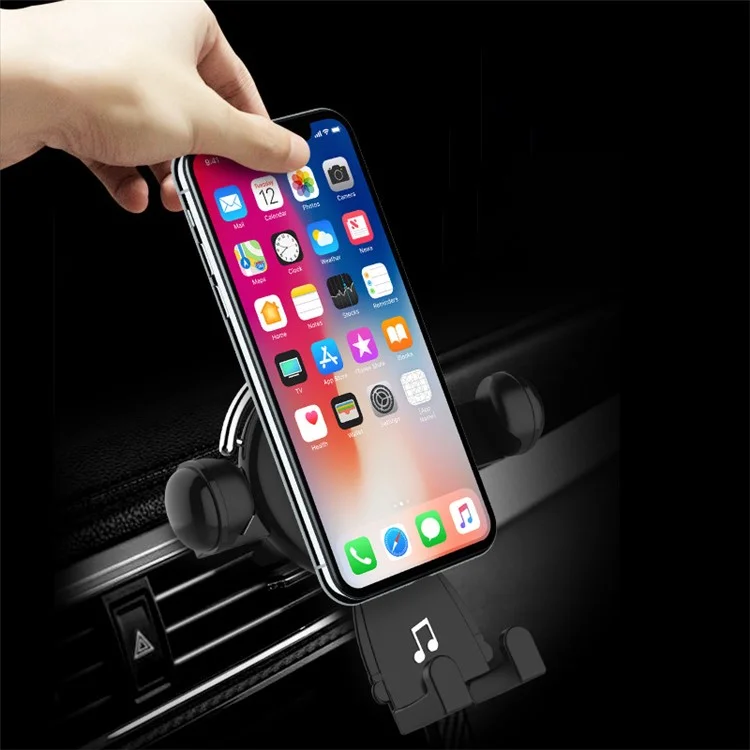 ZLKT-06 360° Rotation Gravity Auto Clamp Cradle Clip Cartoon Car Phone Holder Air Vent Mount - Black