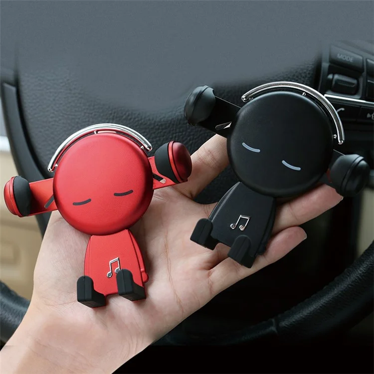 ZLKT-06 360° Rotation Gravity Auto Clamp Cradle Clip Cartoon Car Phone Holder Air Vent Mount - Black