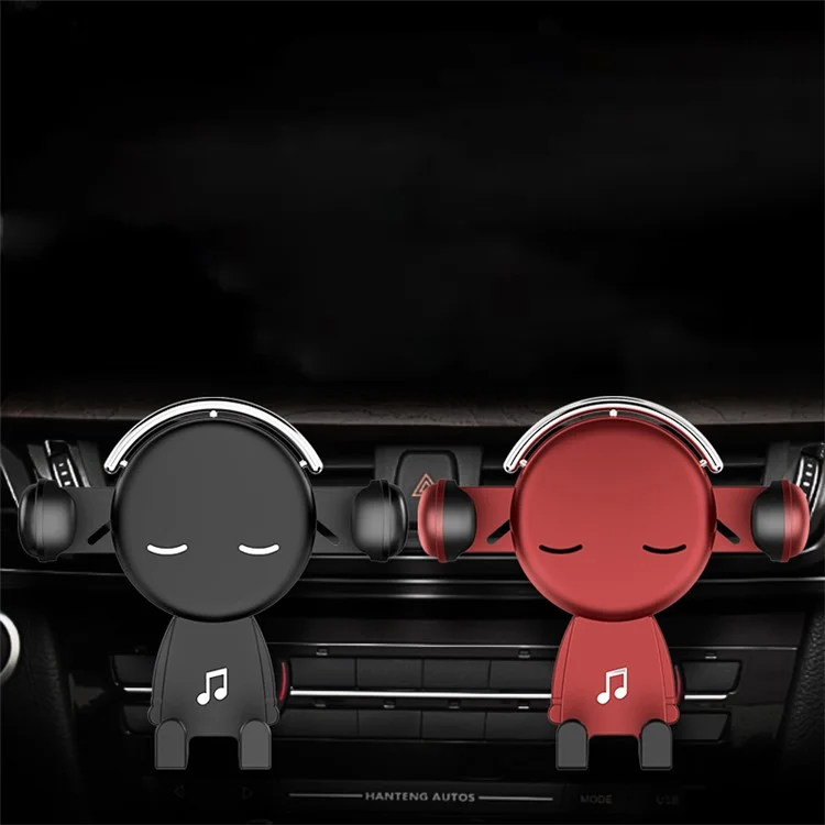 ZLKT-06 360° Rotation Gravity Auto Clamp Cradle Clip Cartoon Car Phone Holder Air Vent Mount - Black
