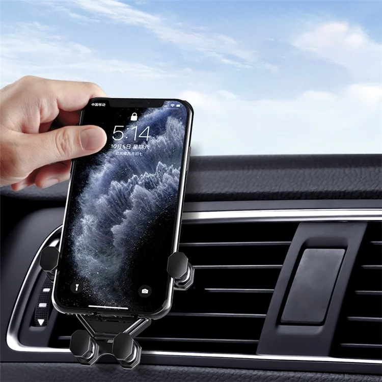 Gravity Linkage Car Phone Holder Rotatable Air Outlet Mount Phone Stand Bracket - Metallic Gold