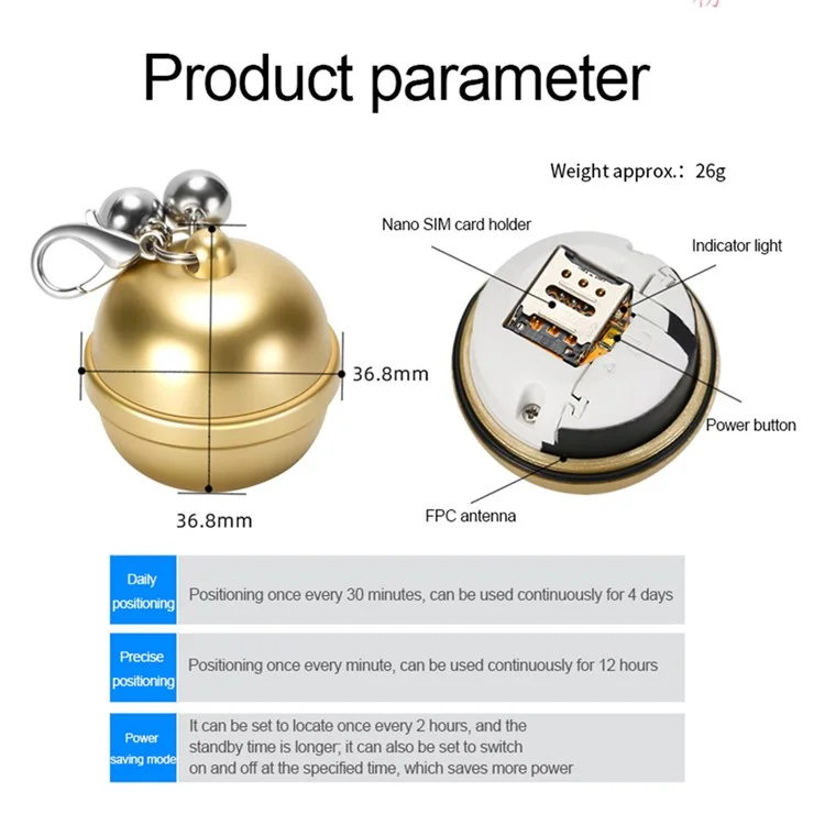 G15 WiFi Real-Time GPS Tracker IP67 Wasserdicht Haustier-Halsband Tinkle Bell Finder AGPS BeiDou LBS Tracking Halsband Gerät - Silber