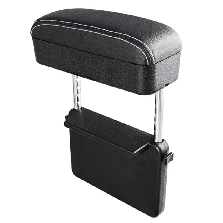 Deranfu Car Center Console Box Rest Board Elbow Support Seat Gap Organizer Box Avec Fonction de Charge Sans Fil - Ligne Noire / Blanche