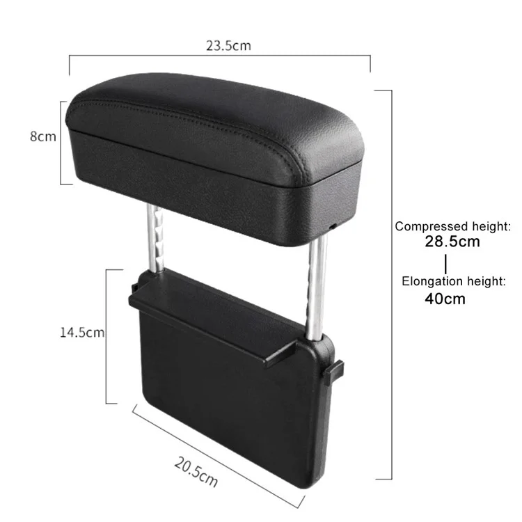 Deranfu Car Center Console Box Rest Board Elbow Support Seat Gap Organizer Box Avec Fonction de Charge Sans Fil - Ligne Noire / Blanche