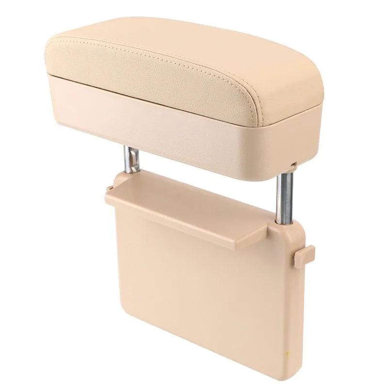 DERANFU Car Center Console Arm Rest Box Elbow Support Seat Gap Organizer Box with Wireless Charging Function - Beige