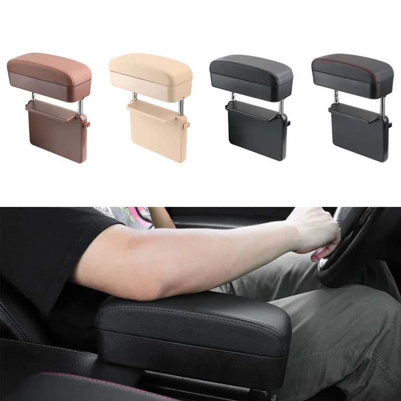 DERANFU Car Center Console Arm Rest Box Elbow Support Seat Gap Organizer Box with Wireless Charging Function - Beige