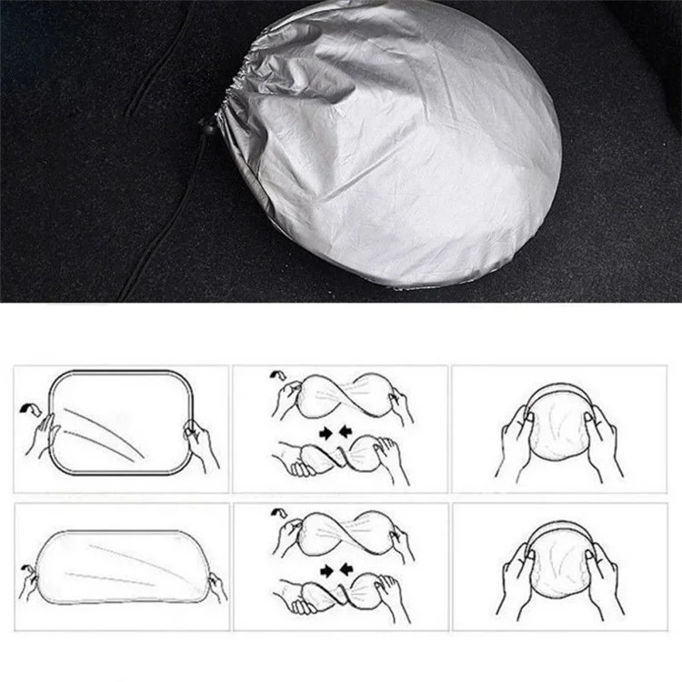 BY-342 6Pcs Car Windshield Sun Shade Set Silver Coated Cloth Car Windshield Cover Front Rear Window Visor
