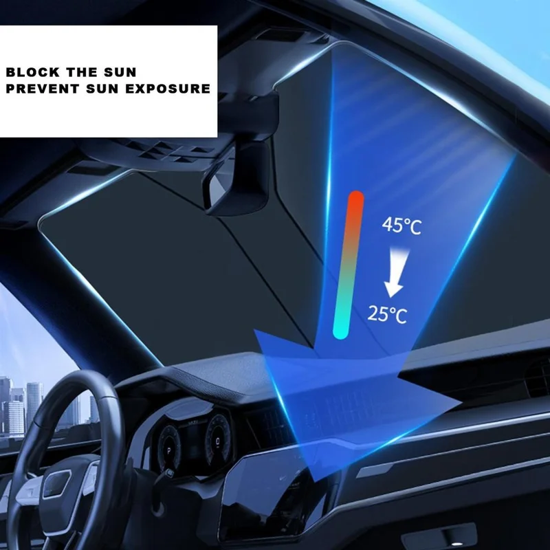 Parasole per parabrezza auto Riflettore dei raggi UV Protezione solare per auto, Dimensione S - Argento titanio