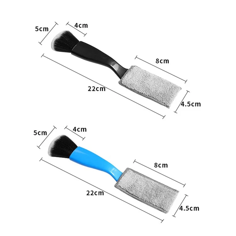 Car Air Conditioning Outlet Dust Removal Brush Multifunctional Double-head Auto Interior Cleaning Tool - Blue