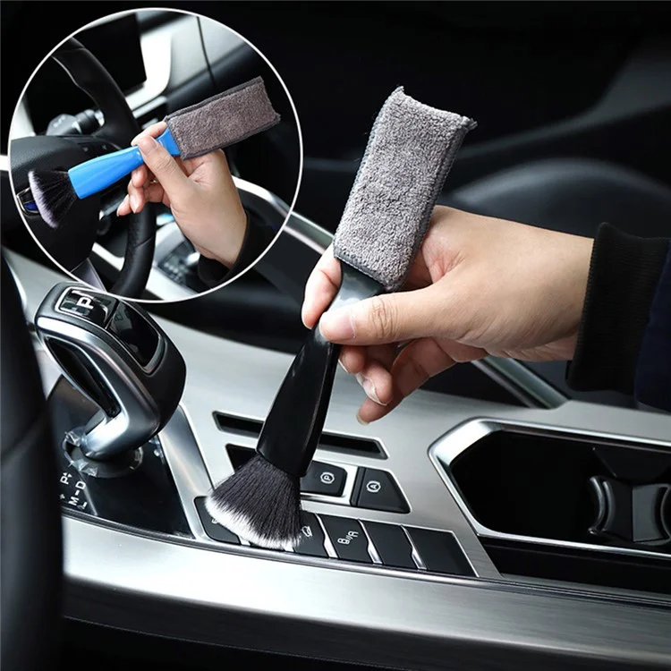 Car Air Conditioning Outlet Dust Removal Brush Multifunctional Double-head Auto Interior Cleaning Tool - Blue