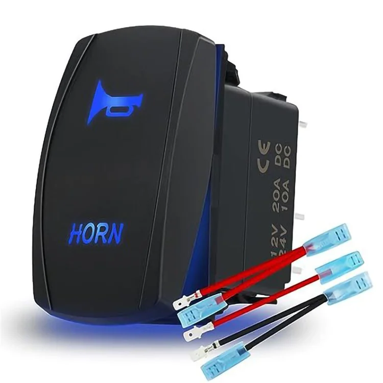 Botão de Buzina Switch Momentâneo Rocker Switch LED Light 12V 20A / 24V 10A Switch com Conjunto de Fios Jumper