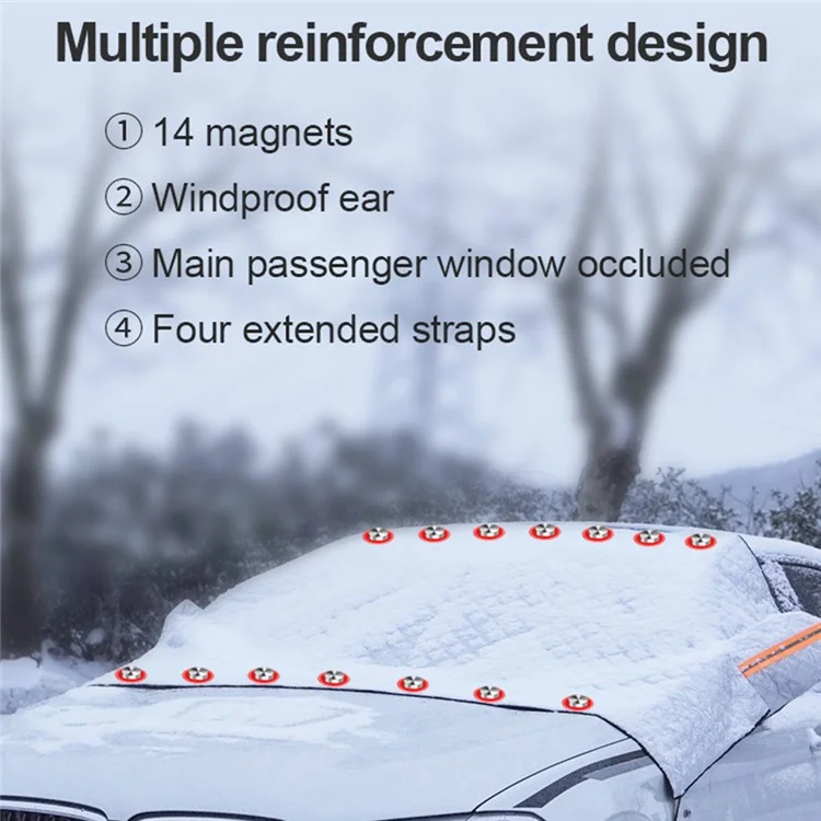 Cubierta para parabrisas de coche de invierno Aluminio Magnético + Tela Oxford Engrosada Resistente a la Nieve y a la Escarcha
