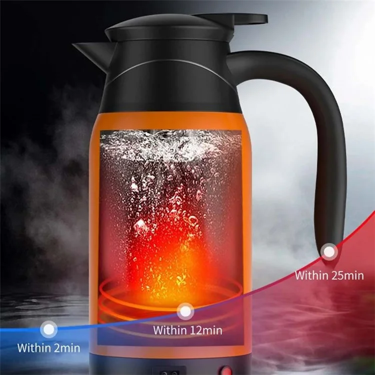 YT-1000A 12V 1000ml Car Electric Kettle Digital Display Edelstahl-Kochbecher (Kein FDA-Zertifikat) - Orange