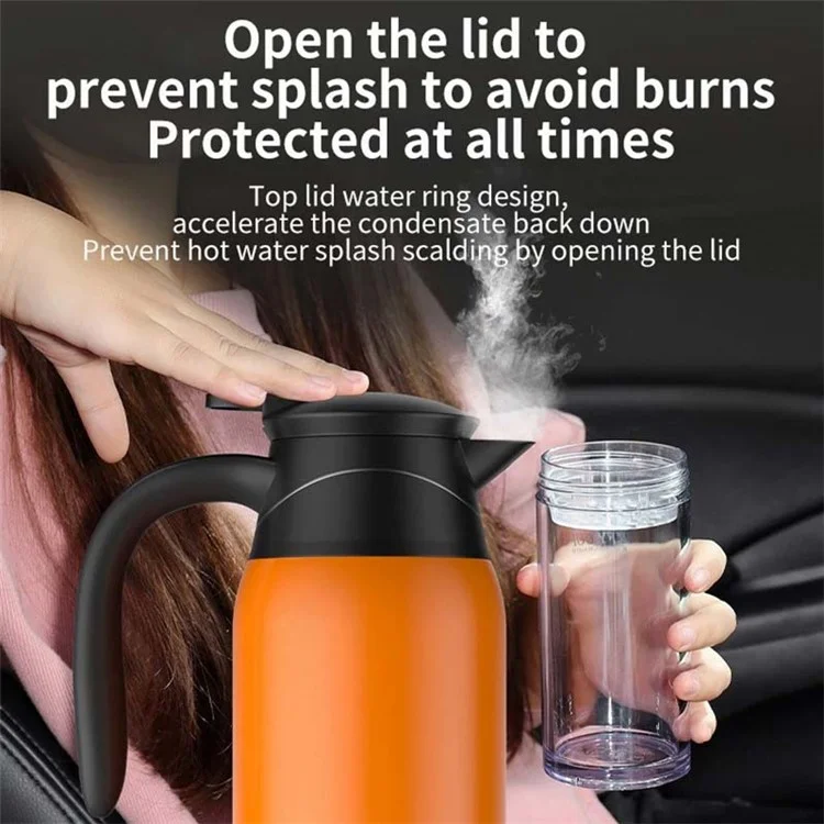 YT-1000A 12V 1000ml Car Electric Kettle Digital Display Edelstahl-Kochbecher (Kein FDA-Zertifikat) - Orange