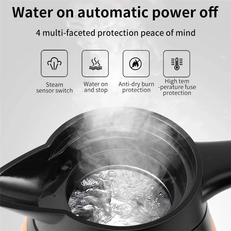 YT-1000A 12V 1000ml Car Electric Kettle Digital Display Edelstahl-Kochbecher (Kein FDA-Zertifikat) - Orange